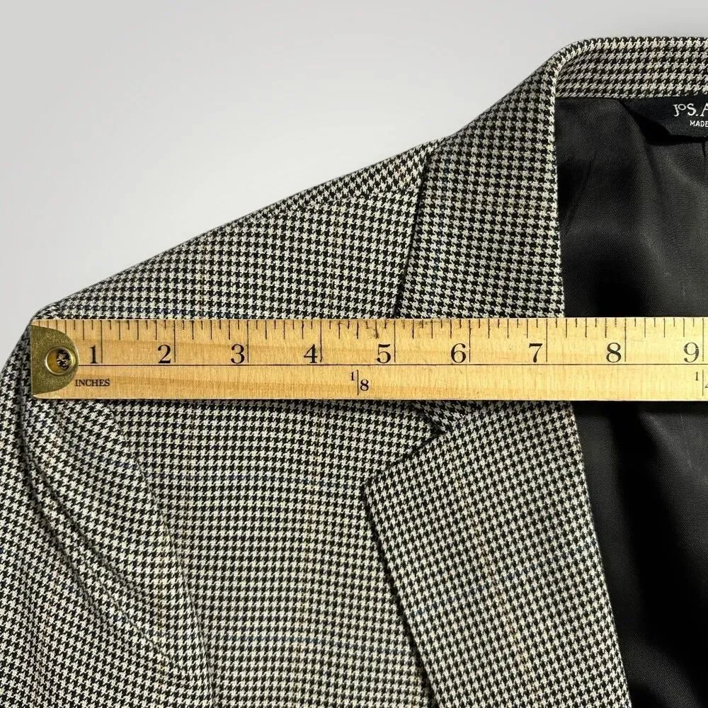 JOS A BANK Men’s Blazer 40R Sport Coat Suit Jacket SILK/WOOL Houndstooth Gray